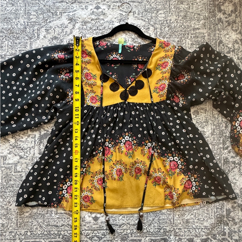 Anthropologie x Farm Rio INTARSIA Small Pullover Boho Blouse - Picture 4 of 12